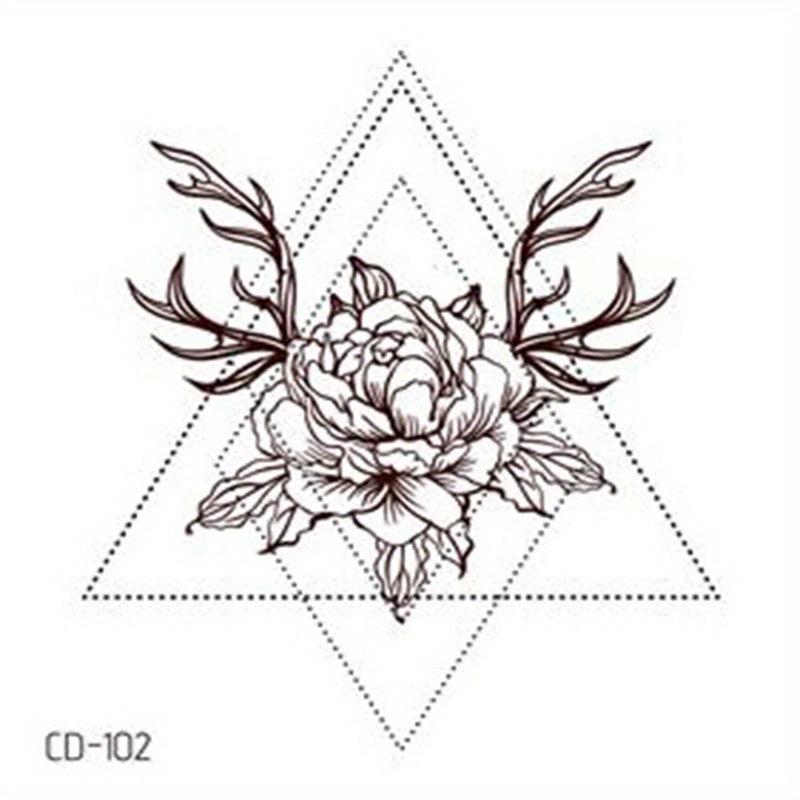 Vintage Exotic Flower Tattoo Sticker - Fashionable Design