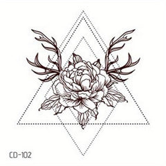 Vintage Exotic Flower Tattoo Sticker - Fashionable Design