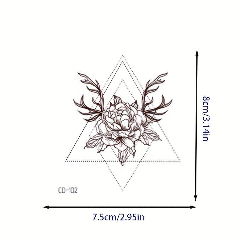 Vintage Exotic Flower Tattoo Sticker - Fashionable Design