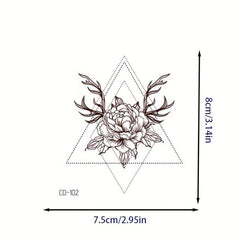 Vintage Exotic Flower Tattoo Sticker - Fashionable Design