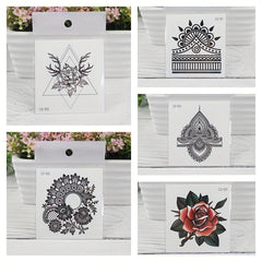 Vintage Exotic Flower Tattoo Sticker - Fashionable Design