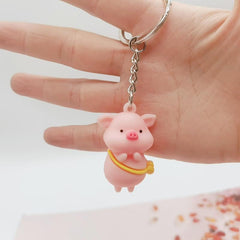 Pig Zipper Charm Key Chain Piglet Keychain Pig Bag Charm Christmas Birthday Gift