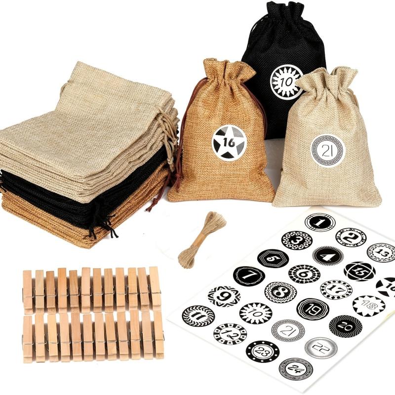 Christmas Advent Calendar 24 Days Countdown Bags Set
