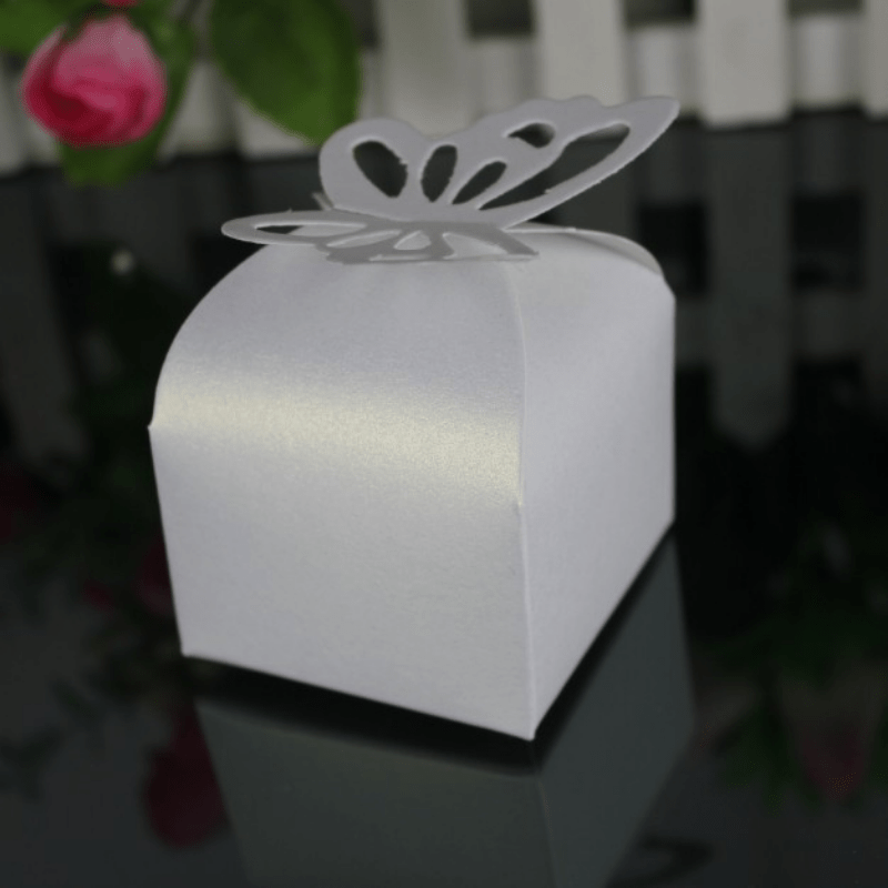 50pcs Personalized Butterfly Wedding Candy Box - Square Folding Box