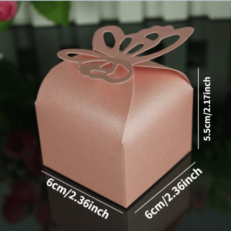 50pcs Personalized Butterfly Wedding Candy Box - Square Folding Box