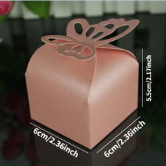 50pcs Personalized Butterfly Wedding Candy Box - Square Folding Box