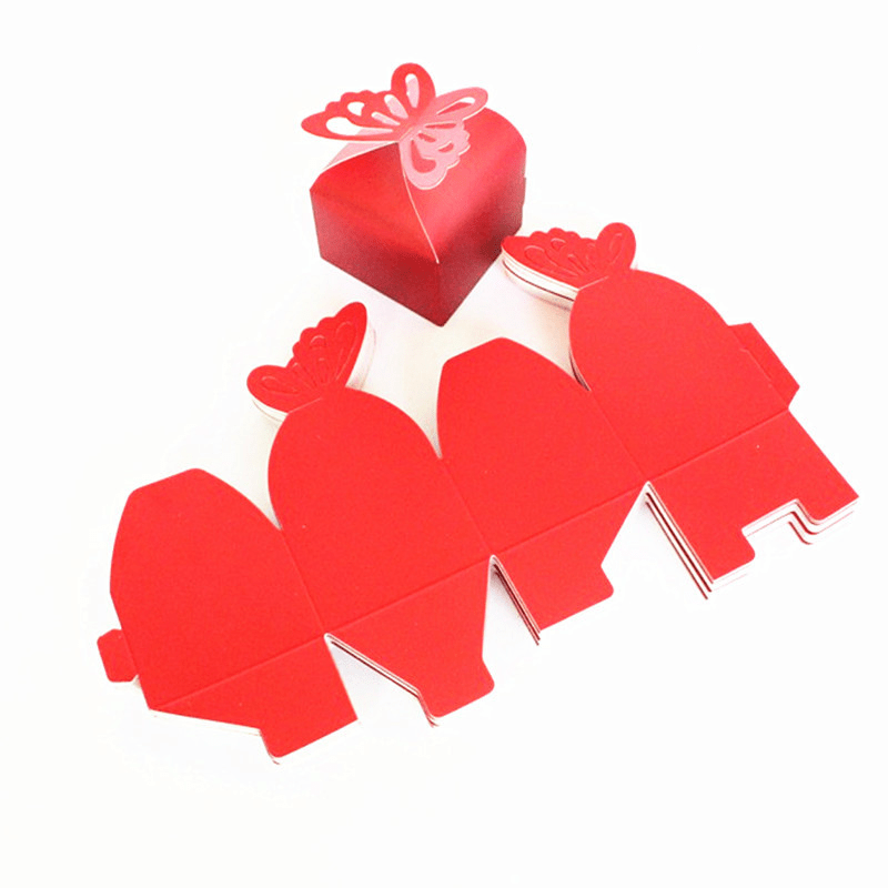 50pcs Personalized Butterfly Wedding Candy Box - Square Folding Box