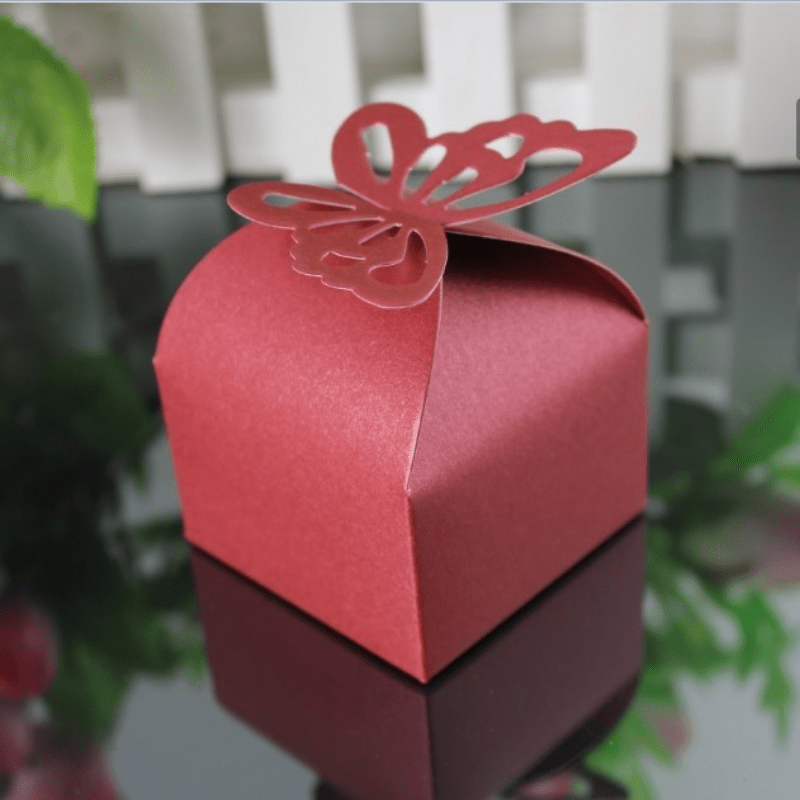50pcs Personalized Butterfly Wedding Candy Box - Square Folding Box