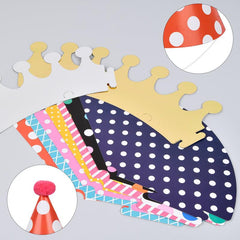 11pcs Cone Party Hats Pom Poms Paper Party Hats Cake Birthday Party Decor