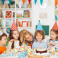 11pcs Cone Party Hats Pom Poms Paper Party Hats Cake Birthday Party Decor