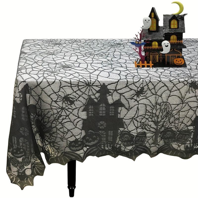 Halloween Tablecloth Gothic Lace Spider Web Table Cover
