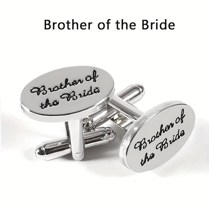 Wedding Lettering Cufflinks Groom & Family French Minimalist Clothing Accessorie