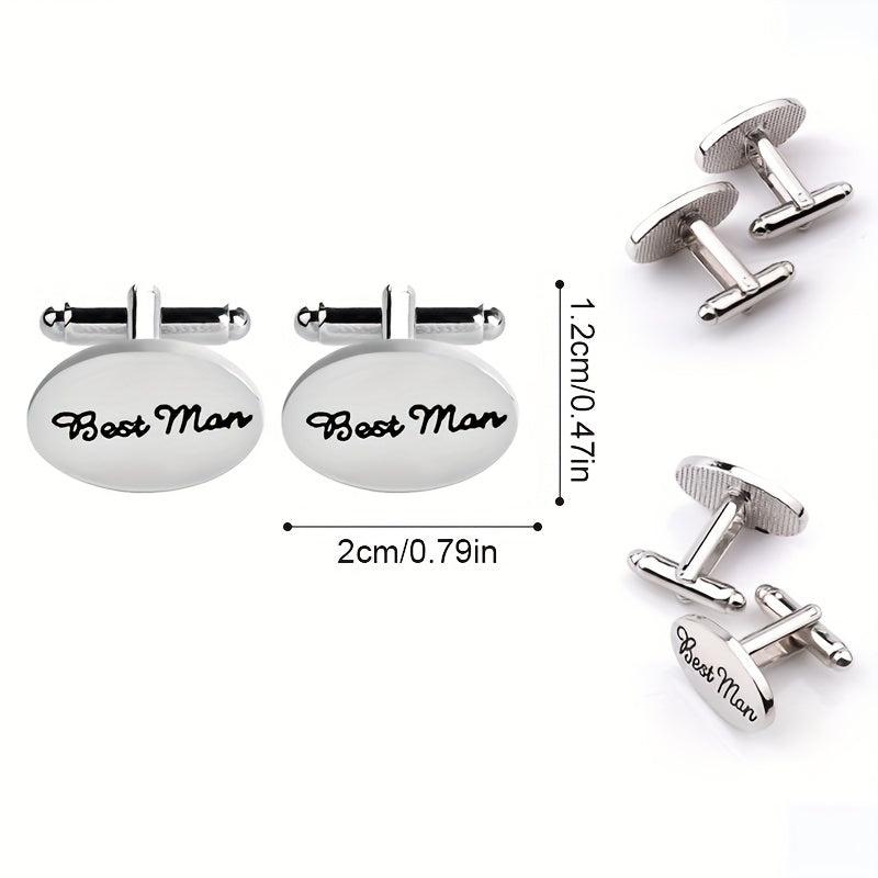 Wedding Lettering Cufflinks Groom & Family French Minimalist Clothing Accessorie