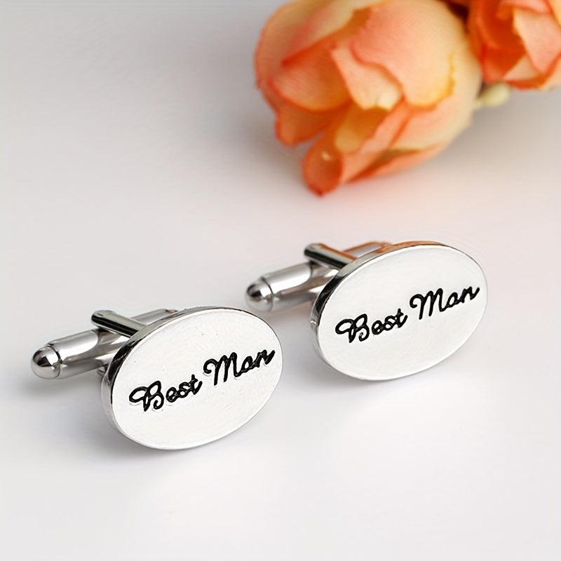Wedding Lettering Cufflinks Groom & Family French Minimalist Clothing Accessorie