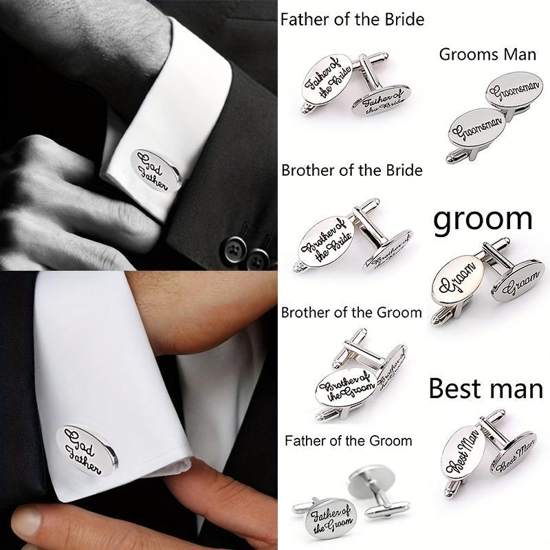 Wedding Lettering Cufflinks Groom & Family French Minimalist Clothing Accessorie