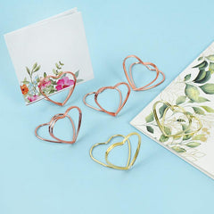 Double Heart Metal Memo Holder for Wedding Card Display