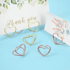 Double Heart Metal Memo Holder for Wedding Card Display