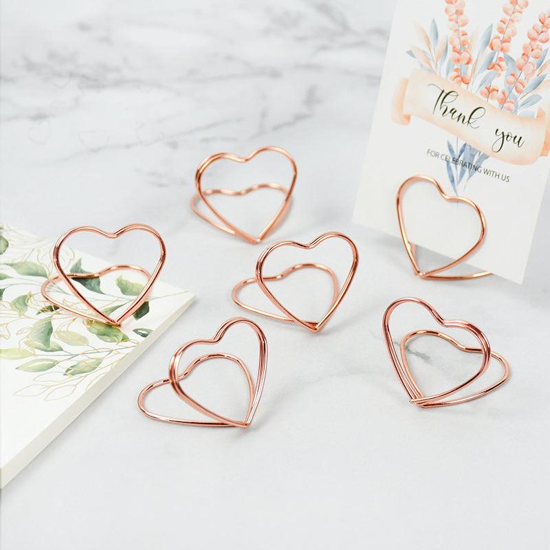 Double Heart Metal Memo Holder for Wedding Card Display