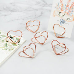Double Heart Metal Memo Holder for Wedding Card Display