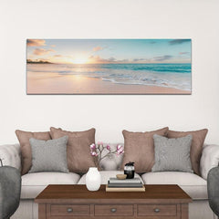 Wave Beach Sunset Canvas Poster Modern Wall Painting