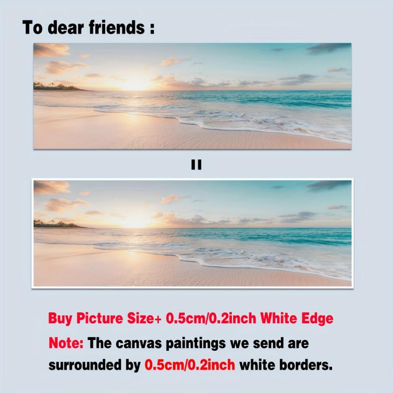 Wave Beach Sunset Canvas Poster Modern Wall Painting
