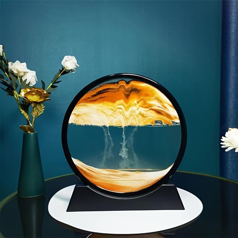 Moving Sand Art Picture 8inch 3D Dynamic Sand Art Round Glass Quicksand Painting