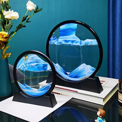 Moving Sand Art Picture 8inch 3D Dynamic Sand Art Round Glass Quicksand Painting