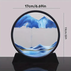 Moving Sand Art Picture 8inch 3D Dynamic Sand Art Round Glass Quicksand Painting