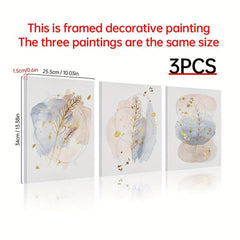 3pcs Abstract Art Canvas Prints Nordic Pink Marble Plant Leaf Patterns