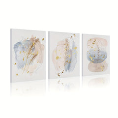 3pcs Abstract Art Canvas Prints Nordic Pink Marble Plant Leaf Patterns