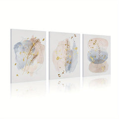 3pcs Abstract Art Canvas Prints Nordic Pink Marble Plant Leaf Patterns