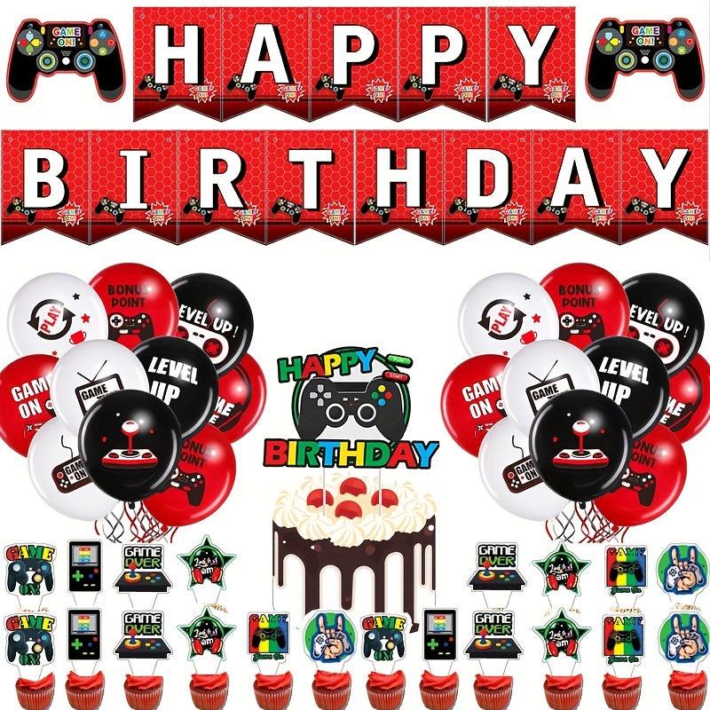 Birthday Party Balloon Set Pull Flag Cake Insert Decoration Supplies