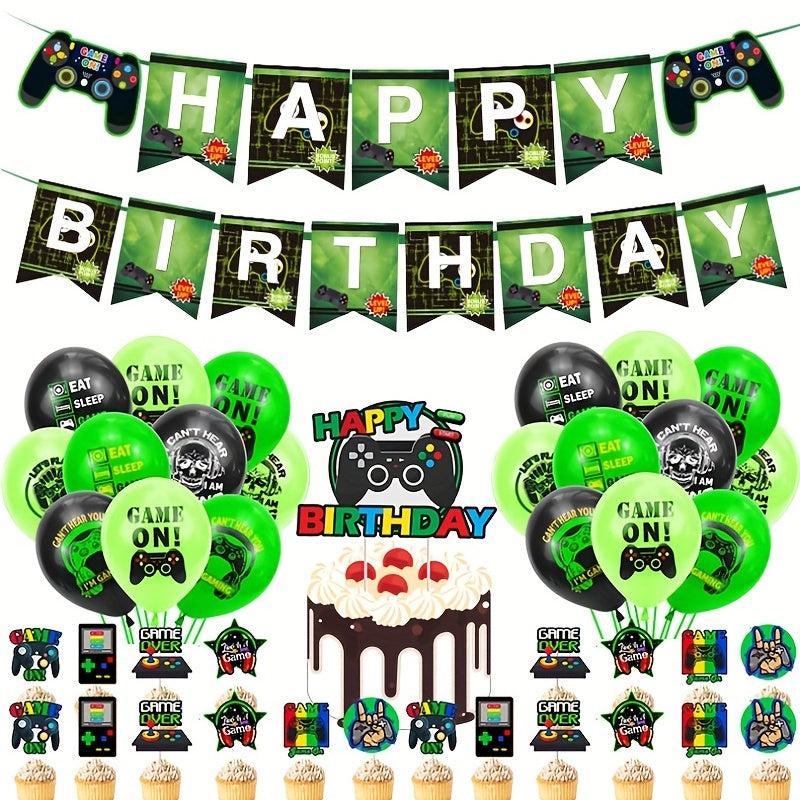 Birthday Party Balloon Set Pull Flag Cake Insert Decoration Supplies