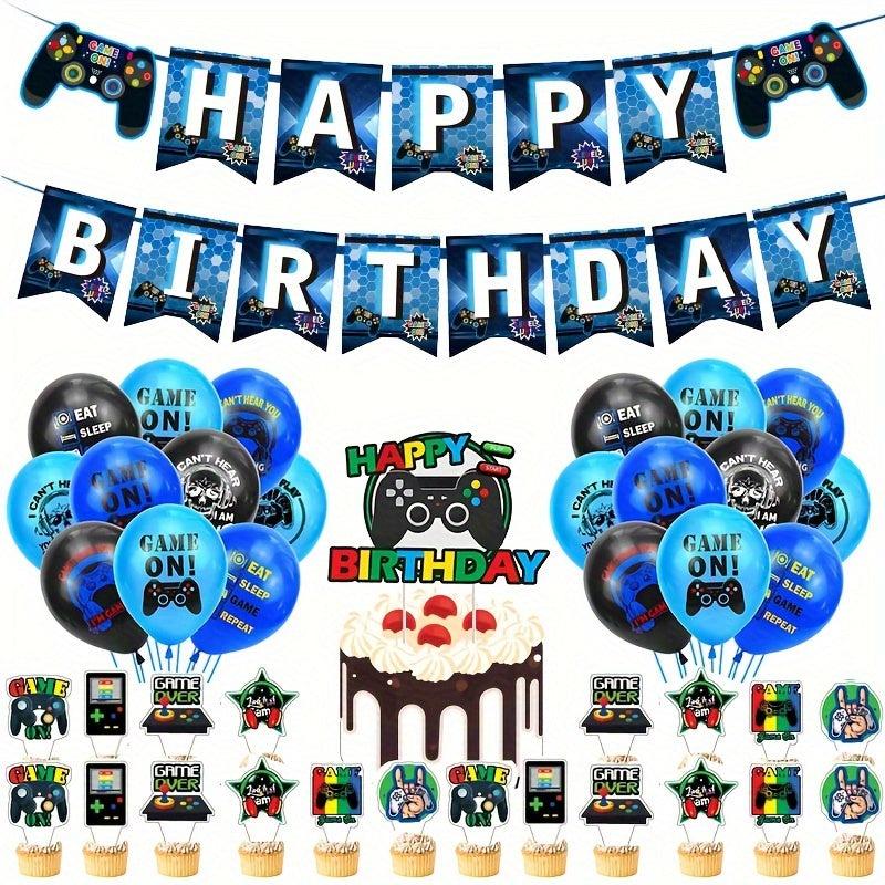 Birthday Party Balloon Set Pull Flag Cake Insert Decoration Supplies