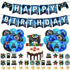 Birthday Party Balloon Set Pull Flag Cake Insert Decoration Supplies