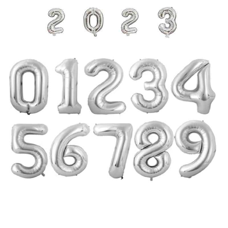 16 Silver Number Balloon Holiday Decoration Home Party Balloon