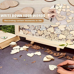 Wooden Heart Rustic Wedding Guest Book 100pcs