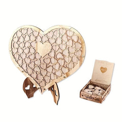 Wooden Heart Rustic Wedding Guest Book 100pcs
