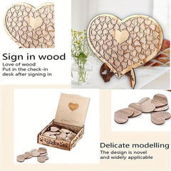 Wooden Heart Rustic Wedding Guest Book 100pcs
