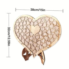 Wooden Heart Rustic Wedding Guest Book 100pcs