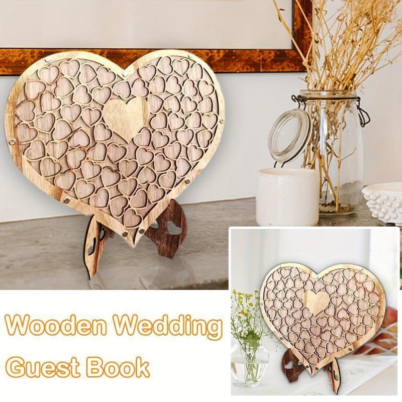 Wooden Heart Rustic Wedding Guest Book 100pcs