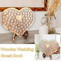 Wooden Heart Rustic Wedding Guest Book 100pcs