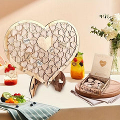 Wooden Heart Rustic Wedding Guest Book 100pcs