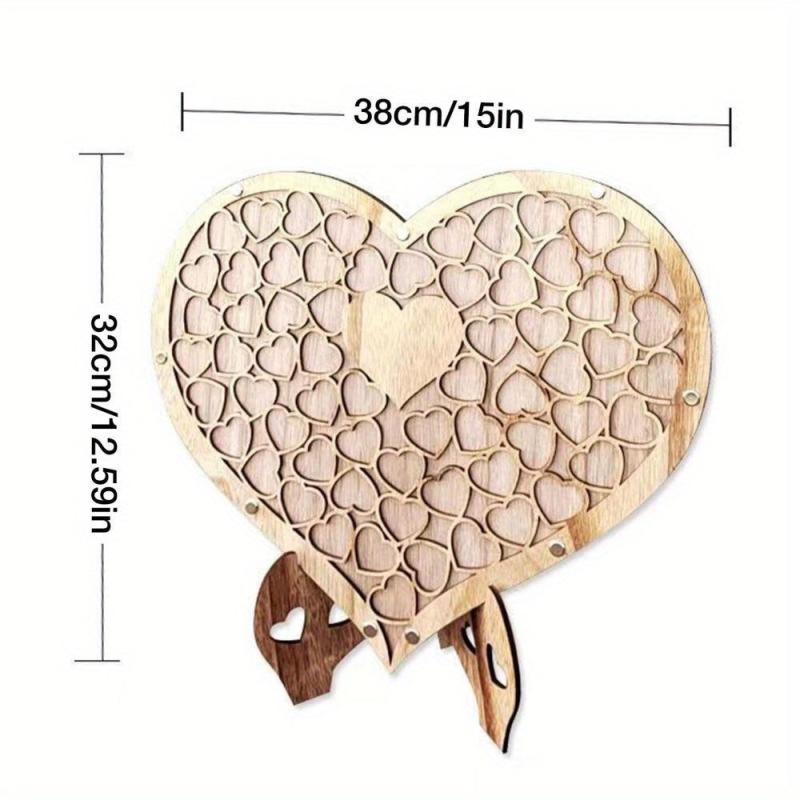 Wooden Heart Rustic Wedding Guest Book 100pcs