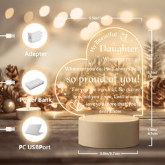 Acrylic Night Light with Base - Perfect Gift for Daughter