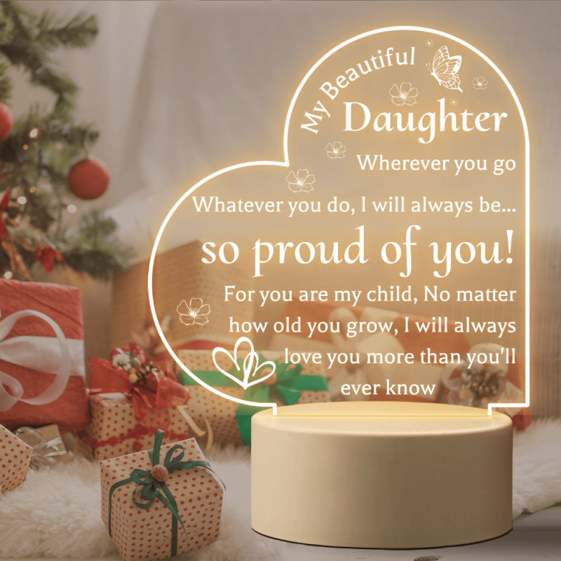 Acrylic Night Light with Base - Perfect Gift for Daughter