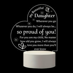 Acrylic Night Light with Base - Perfect Gift for Daughter