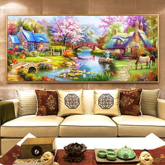 DIY Floral Garden House Diamond Painting Kit
