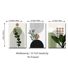 3pcs Geometry HD Canvas Art Poster Fresh Plant Art Decor Painting