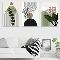 3pcs Geometry HD Canvas Art Poster Fresh Plant Art Decor Painting